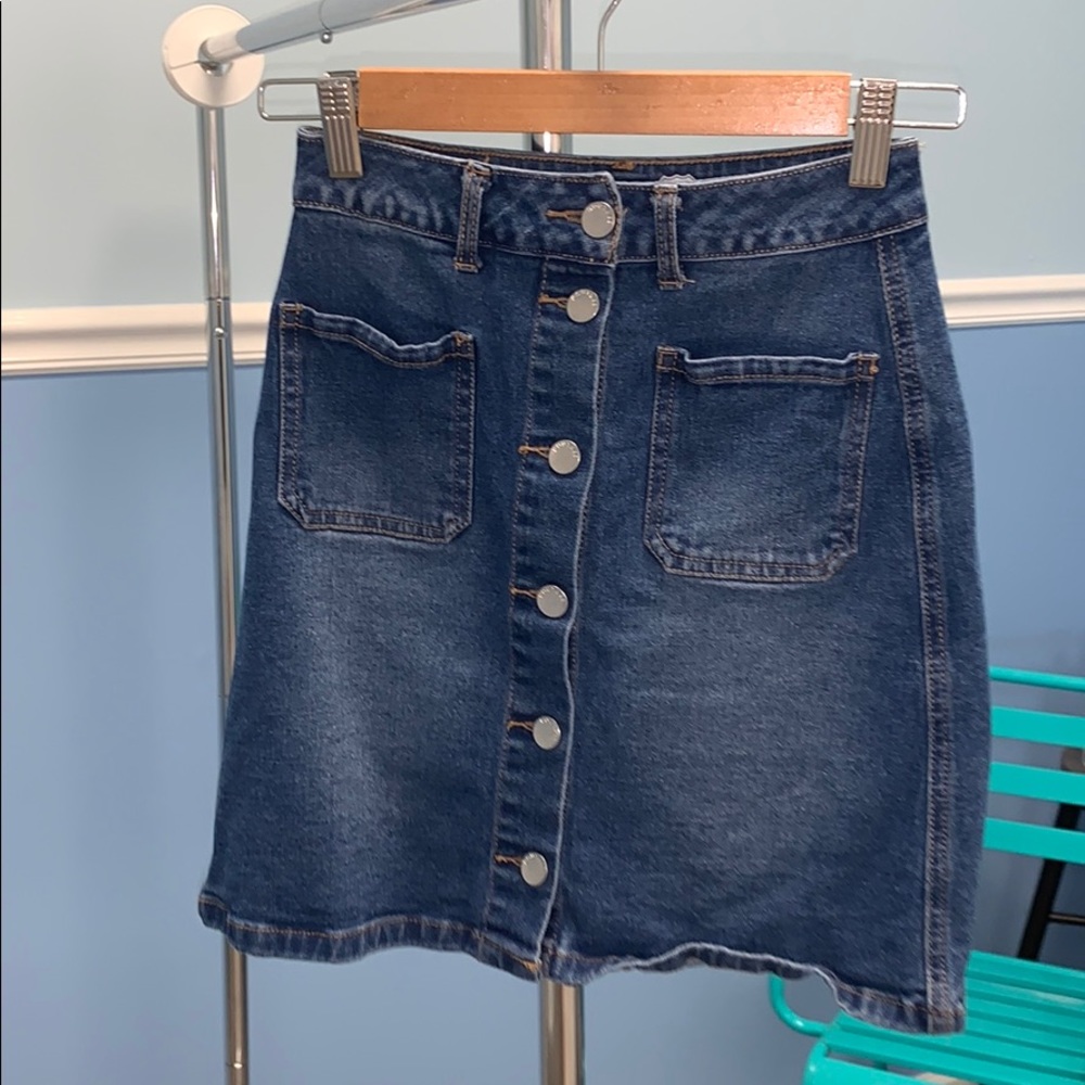 Button Down Jean Skirt
